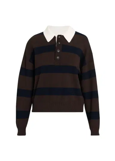 A.L.C. Alexa Striped Polo Sweater | Thumbnail 1 A.L.C. Alexa Striped Polo Sweater | Thumbnail 1