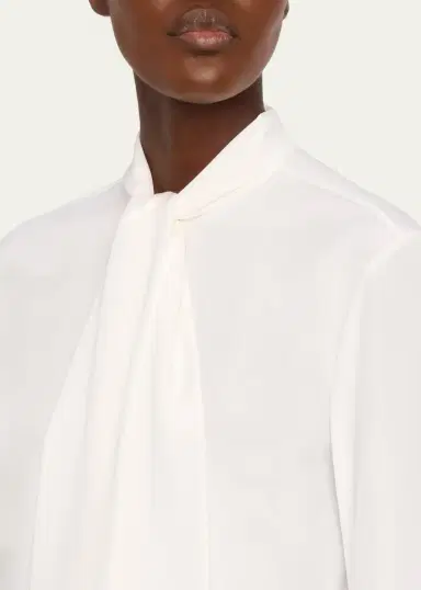 Lafayette 148 New York Tie-Neck Silk Georgette Blouse | Thumbnail 5 Lafayette 148 New York Tie-Neck Silk Georgette Blouse | Thumbnail 5