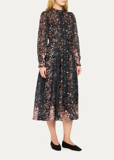 Ulla Johnson Tessa Floral Silk Midi Shirtdress | Thumbnail 4 Ulla Johnson Tessa Floral Silk Midi Shirtdress | Thumbnail 4