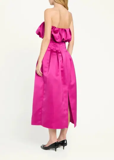 Ulla Johnson Cosima Strapless Satin Tea-Length Dress | Thumbnail 3 Ulla Johnson Cosima Strapless Satin Tea-Length Dress | Thumbnail 3