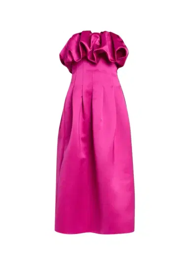 Ulla Johnson Cosima Strapless Satin Tea-Length Dress | Thumbnail 1 Ulla Johnson Cosima Strapless Satin Tea-Length Dress | Thumbnail 1