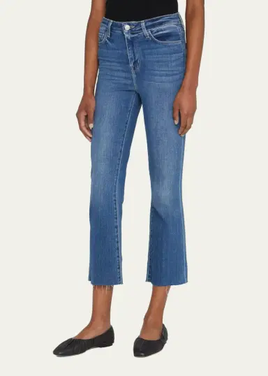 L'Agence Kendra High-Rise Crop Flare Jeans with Raw Hem | Thumbnail 3 L'Agence Kendra High-Rise Crop Flare Jeans with Raw Hem | Thumbnail 3