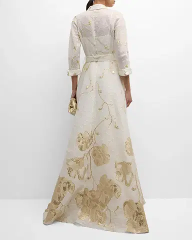 Rickie Freeman for Teri Jon A-Line Metallic Jacquard Shirt Gown | Thumbnail 6 Rickie Freeman for Teri Jon A-Line Metallic Jacquard Shirt Gown | Thumbnail 6