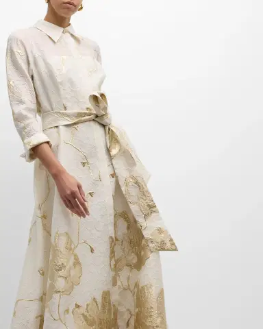 Rickie Freeman for Teri Jon A-Line Metallic Jacquard Shirt Gown | Thumbnail 7 Rickie Freeman for Teri Jon A-Line Metallic Jacquard Shirt Gown | Thumbnail 7
