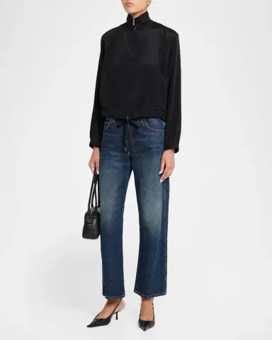 Lafayette 148 New York Turtleneck Stretch Georgette Bomber Jacket | Thumbnail 2 Lafayette 148 New York Turtleneck Stretch Georgette Bomber Jacket | Thumbnail 2