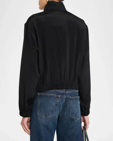 Lafayette 148 New York Turtleneck Stretch Georgette Bomber Jacket | Thumbnail 3 Lafayette 148 New York Turtleneck Stretch Georgette Bomber Jacket | Thumbnail 3