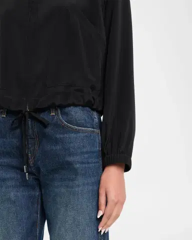 Lafayette 148 New York Turtleneck Stretch Georgette Bomber Jacket | Thumbnail 5 Lafayette 148 New York Turtleneck Stretch Georgette Bomber Jacket | Thumbnail 5