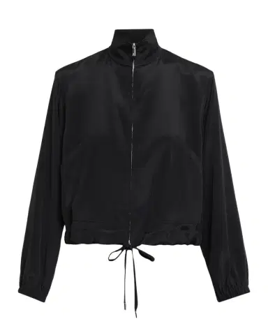 Lafayette 148 New York Turtleneck Stretch Georgette Bomber Jacket | Thumbnail 1 Lafayette 148 New York Turtleneck Stretch Georgette Bomber Jacket | Thumbnail 1
