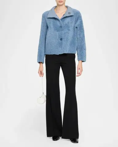 Akris punto Throw Over Lamb Shearling Reversible Coat | Thumbnail 2 Akris punto Throw Over Lamb Shearling Reversible Coat | Thumbnail 2