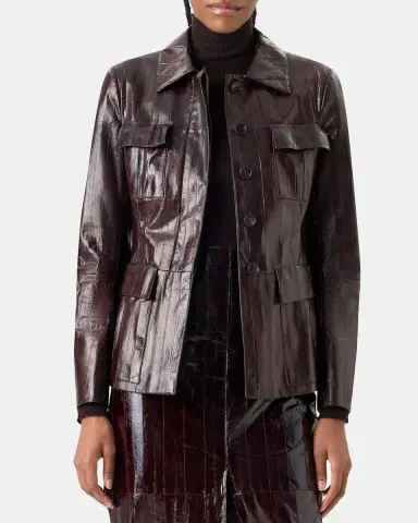 Akris Kimia Lacquered Eel Leather Fitted Jacket | Thumbnail 4 Akris Kimia Lacquered Eel Leather Fitted Jacket | Thumbnail 4