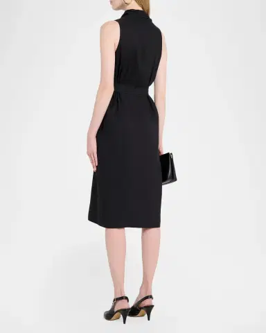 Max Mara Navetta Sleeveless Belted Linen Button-Front Midi Dress | Thumbnail 3 Max Mara Navetta Sleeveless Belted Linen Button-Front Midi Dress | Thumbnail 3