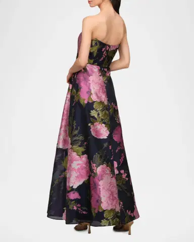 Kay Unger New York Willow Floral Metallic Organza Gown | Thumbnail 3 Kay Unger New York Willow Floral Metallic Organza Gown | Thumbnail 3