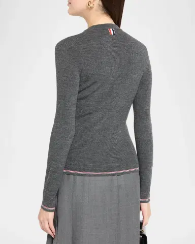 Thom Browne Rib-Knit Wool Cardigan | Thumbnail 3 Thom Browne Rib-Knit Wool Cardigan | Thumbnail 3