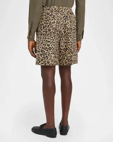 Valentino Garavani Men's Silk Leopard-Print Bermuda Shorts | Thumbnail 3 Valentino Garavani Men's Silk Leopard-Print Bermuda Shorts | Thumbnail 3