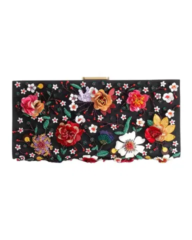 Carolina Herrera Pats Floral Beaded Satin Clutch Bag | Thumbnail 1 Carolina Herrera Pats Floral Beaded Satin Clutch Bag | Thumbnail 1