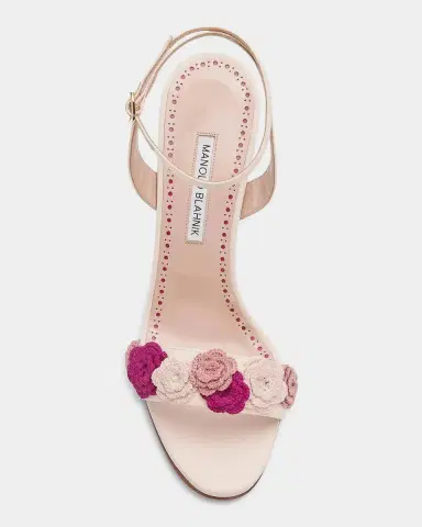 Manolo Blahnik Floral Appliqué Silk Stiletto Sandals | Thumbnail 5 Manolo Blahnik Floral Appliqué Silk Stiletto Sandals | Thumbnail 5