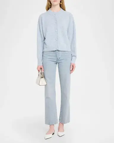Frame The Lightweight Cashmere Crewneck Cardigan | Thumbnail 2 Frame The Lightweight Cashmere Crewneck Cardigan | Thumbnail 2
