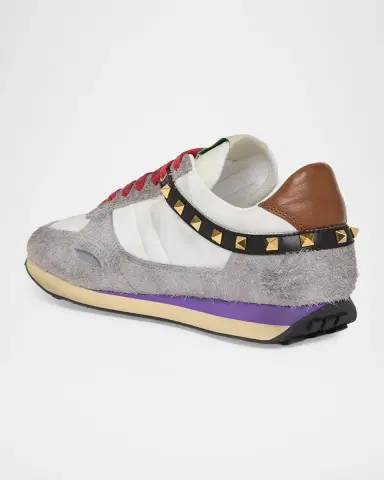 Valentino Garavani Men's Stud Up Crosta Low-Top Sneakers | Thumbnail 4 Valentino Garavani Men's Stud Up Crosta Low-Top Sneakers | Thumbnail 4