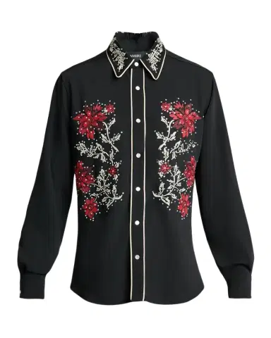 AMIRI Men's Flow Crystal-Embellished Floral Dress Shirt | Thumbnail 1 AMIRI Men's Flow Crystal-Embellished Floral Dress Shirt | Thumbnail 1