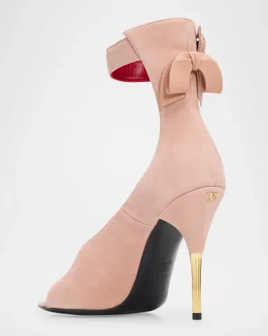 Valentino Garavani Suede Bow-Back Stiletto Sandal | Thumbnail 2 Valentino Garavani Suede Bow-Back Stiletto Sandal | Thumbnail 2