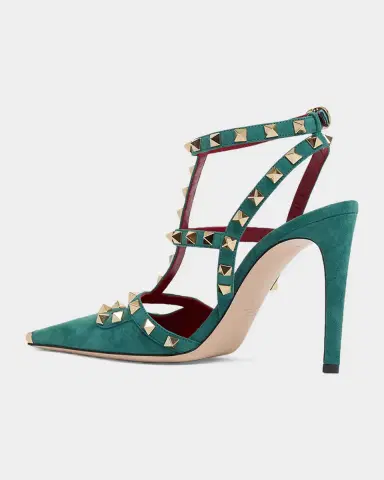 Valentino Garavani Rockstud 100mm Studded Suede Strappy Pumps | Thumbnail 4 Valentino Garavani Rockstud 100mm Studded Suede Strappy Pumps | Thumbnail 4