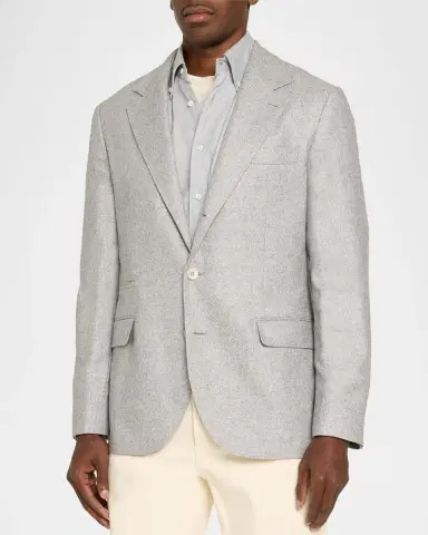 Brunello Cucinelli Men's Cavallery Silk and Cashmere Single-Breasted Sport Coat | Thumbnail 4 Brunello Cucinelli Men's Cavallery Silk and Cashmere Single-Breasted Sport Coat | Thumbnail 4
