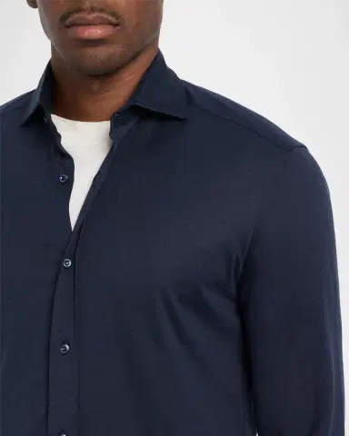 Brunello Cucinelli Men's Silk and Cotton Jersey Long-Sleeve Polo Shirt | Thumbnail 5 Brunello Cucinelli Men's Silk and Cotton Jersey Long-Sleeve Polo Shirt | Thumbnail 5