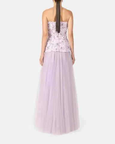 Costarellos Gisella Petal Embellished Strapless Drop-Waist Tulle Gown | Thumbnail 3 Costarellos Gisella Petal Embellished Strapless Drop-Waist Tulle Gown | Thumbnail 3