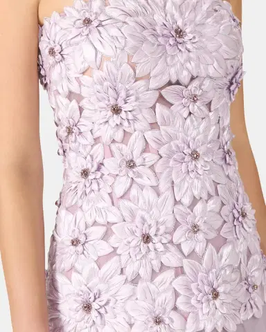 Costarellos Gisella Petal Embellished Strapless Drop-Waist Tulle Gown | Thumbnail 4 Costarellos Gisella Petal Embellished Strapless Drop-Waist Tulle Gown | Thumbnail 4