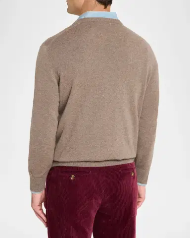Brunello Cucinelli Men's Cashmere V-Neck Sweater | Thumbnail 3 Brunello Cucinelli Men's Cashmere V-Neck Sweater | Thumbnail 3