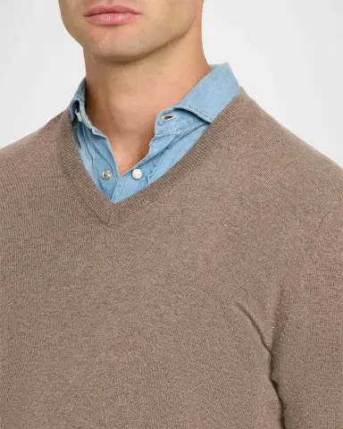 Brunello Cucinelli Men's Cashmere V-Neck Sweater | Thumbnail 5 Brunello Cucinelli Men's Cashmere V-Neck Sweater | Thumbnail 5