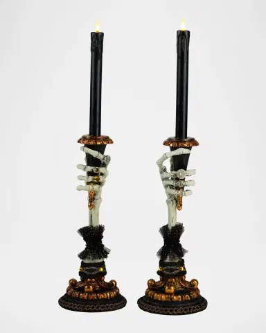 Katherine 's Collection Skeleton Hand Halloween Candle Holders, Set of 2 | Thumbnail 2 Katherine 's Collection Skeleton Hand Halloween Candle Holders, Set of 2 | Thumbnail 2