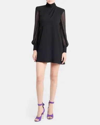 Valentino Garavani Mock-Neck Draped Silk Georgette Mini Dress | Thumbnail 2 Valentino Garavani Mock-Neck Draped Silk Georgette Mini Dress | Thumbnail 2