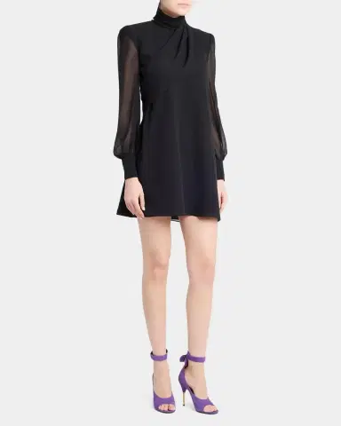 Valentino Garavani Mock-Neck Draped Silk Georgette Mini Dress | Thumbnail 4 Valentino Garavani Mock-Neck Draped Silk Georgette Mini Dress | Thumbnail 4