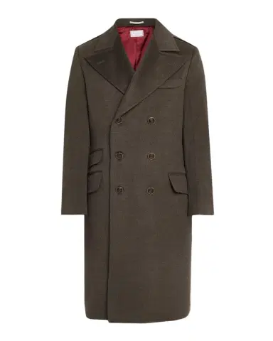 Brunello Cucinelli Men's Wool Mid-Length Double-Breasted Overcoat | Thumbnail 1 Brunello Cucinelli Men's Wool Mid-Length Double-Breasted Overcoat | Thumbnail 1