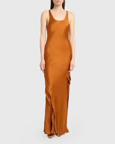Saint Laurent Sleeveless Draped Silk Tank Dress | Thumbnail 2 Saint Laurent Sleeveless Draped Silk Tank Dress | Thumbnail 2