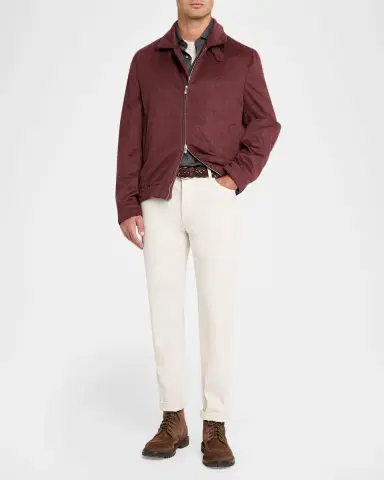 Brunello Cucinelli Men's Cotton and Cashmere Diagonal Flannel Button-Down Shirt | Thumbnail 2 Brunello Cucinelli Men's Cotton and Cashmere Diagonal Flannel Button-Down Shirt | Thumbnail 2