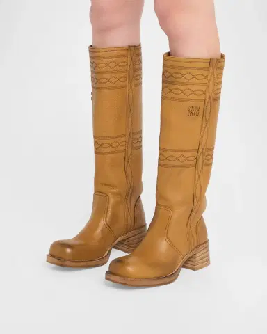 Miu Miu 50mm Western Leather Knee-High Boots | Thumbnail 2 Miu Miu 50mm Western Leather Knee-High Boots | Thumbnail 2