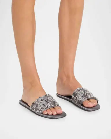 Miu Miu Embellished Satin Slide Sandals | Thumbnail 2 Miu Miu Embellished Satin Slide Sandals | Thumbnail 2