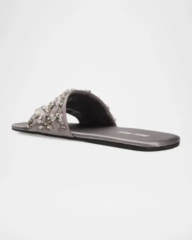 Miu Miu Embellished Satin Slide Sandals | Thumbnail 4 Miu Miu Embellished Satin Slide Sandals | Thumbnail 4