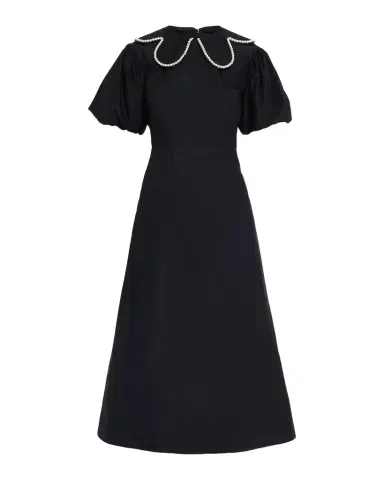 Simone Rocha Pearly-Beaded Collar Puff-Sleeve Midi Dress | Thumbnail 1 Simone Rocha Pearly-Beaded Collar Puff-Sleeve Midi Dress | Thumbnail 1