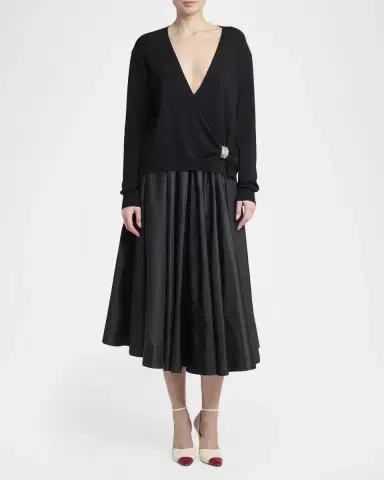 Valentino Garavani Silk Taffeta Full Midi Skirt | Thumbnail 2 Valentino Garavani Silk Taffeta Full Midi Skirt | Thumbnail 2