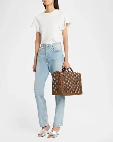 Rabanne Scalloped Disc-Embellished Raffia Tote Bag | Thumbnail 5 Rabanne Scalloped Disc-Embellished Raffia Tote Bag | Thumbnail 5