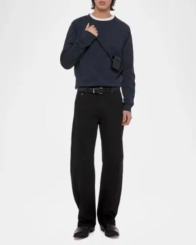 Helmut Lang Men's Cotton Raw-Edge Crewneck Sweater | Thumbnail 2 Helmut Lang Men's Cotton Raw-Edge Crewneck Sweater | Thumbnail 2