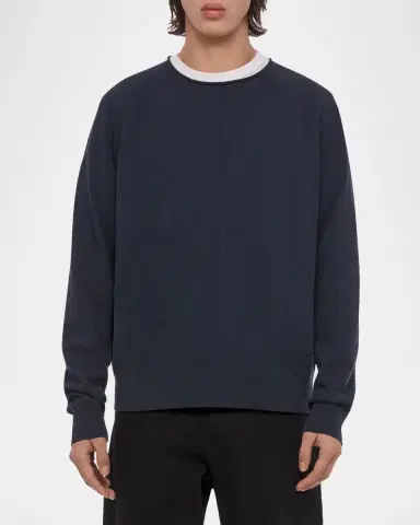 Helmut Lang Men's Cotton Raw-Edge Crewneck Sweater | Thumbnail 4 Helmut Lang Men's Cotton Raw-Edge Crewneck Sweater | Thumbnail 4