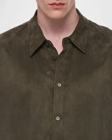 Helmut Lang Men's Fluid Lyocell and Viscose Button-Down Shirt | Thumbnail 5 Helmut Lang Men's Fluid Lyocell and Viscose Button-Down Shirt | Thumbnail 5