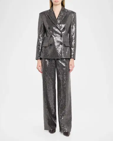 Brunello Cucinelli Sequin Embellished Wide-Leg Pants | Thumbnail 2 Brunello Cucinelli Sequin Embellished Wide-Leg Pants | Thumbnail 2