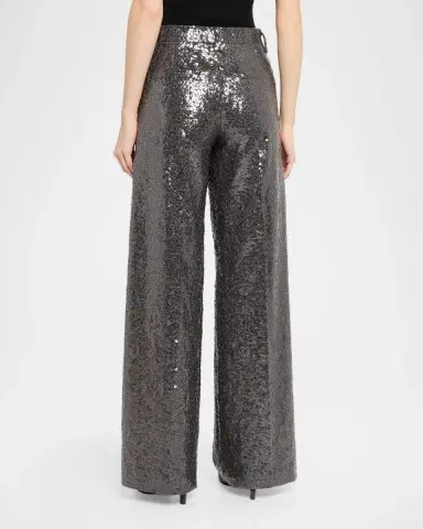 Brunello Cucinelli Sequin Embellished Wide-Leg Pants | Thumbnail 3 Brunello Cucinelli Sequin Embellished Wide-Leg Pants | Thumbnail 3