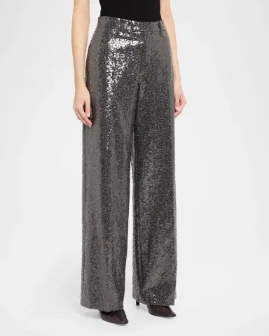 Brunello Cucinelli Sequin Embellished Wide-Leg Pants | Thumbnail 4 Brunello Cucinelli Sequin Embellished Wide-Leg Pants | Thumbnail 4