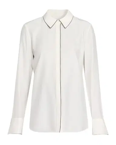 Lafayette 148 New York Scottie Contrast-Piped Silk Blouse | Thumbnail 1 Lafayette 148 New York Scottie Contrast-Piped Silk Blouse | Thumbnail 1